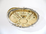 6 7/8 in - 84 Silver Gilt Interior Antique Russian 1838 Footed Oval Basket