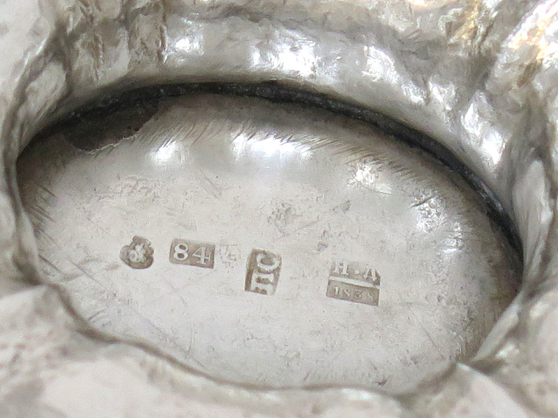 6 7/8 in - 84 Silver Gilt Interior Antique Russian 1838 Footed Oval Basket