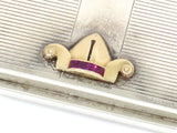 3.5" Sterling Silver Gilt Interior Cartier Antique 14K Gold Rubies Ornament Box