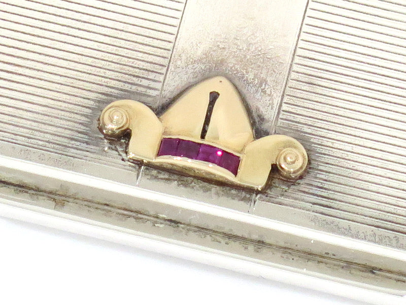 3.5" Sterling Silver Gilt Interior Cartier Antique 14K Gold Rubies Ornament Box