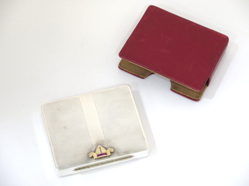3.5" Sterling Silver Gilt Interior Cartier Antique 14K Gold Rubies Ornament Box