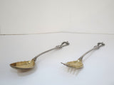 Sterling Silver Gilt Towle Antique 1895 Old Colonial Serving Spoon & Fork Set
