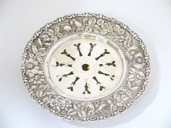 8.5 in - Sterling Silver Jenkins & Jenkins Antique Floral Repousse Butter Dish