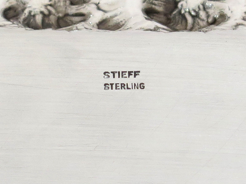 12 in - Sterling Silver Stieff Antique 1927 Floral Repousse Small Tray
