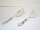 Sterling Silver Frank M Whiting Antique Foliate Pattern Serving Spoon & Fork Set