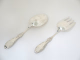 Sterling Silver Frank M Whiting Antique Foliate Pattern Serving Spoon & Fork Set