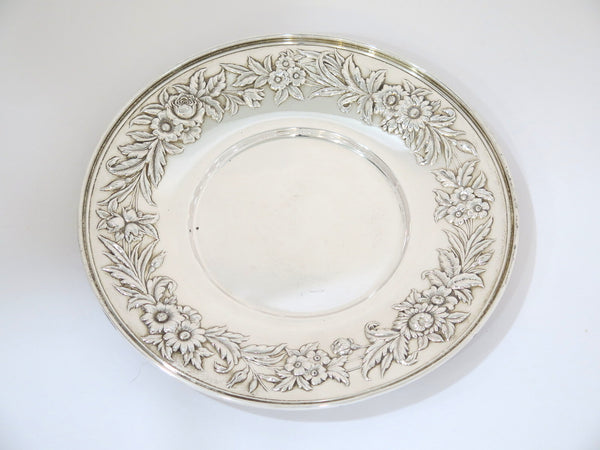 10 in - Sterling Silver S. Kirk & Son Vintage Floral Repousse Serving Plate