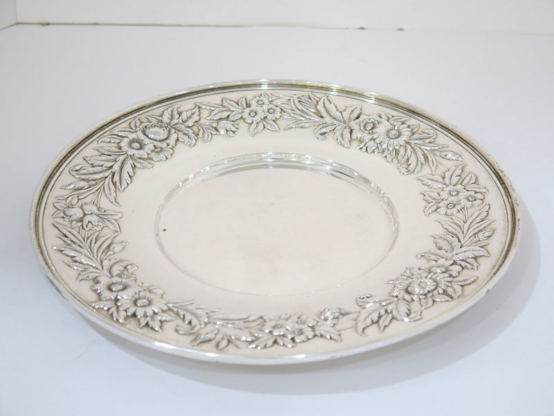 10 in - Sterling Silver S. Kirk & Son Vintage Floral Repousse Serving Plate