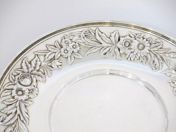 10 in - Sterling Silver S. Kirk & Son Vintage Floral Repousse Serving Plate