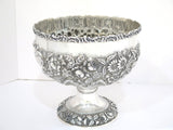 8.25 in - Sterling Silver Hennegen-Bates Co. Antique Floral Repousse Footed Bowl