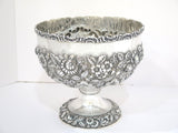8.25 in - Sterling Silver Hennegen-Bates Co. Antique Floral Repousse Footed Bowl
