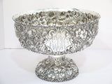 9.5 in Sterling Silver A. G. Schultz Antique Flowers Fruits Repousse Footed Bowl