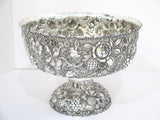9.5 in Sterling Silver A. G. Schultz Antique Flowers Fruits Repousse Footed Bowl
