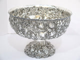 9.5 in Sterling Silver A. G. Schultz Antique Flowers Fruits Repousse Footed Bowl