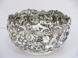 7.5 in - Sterling Silver Stieff Antique 1915 Floral Repousse Serving Bowl