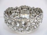 7.5 in - Sterling Silver Stieff Antique 1915 Floral Repousse Serving Bowl