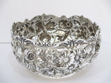 7.5 in - Sterling Silver Stieff Antique 1915 Floral Repousse Serving Bowl