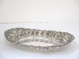 10 in - Sterling Silver Stieff Antique Floral Repousse Oval Serving Dish