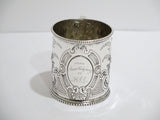 3 in - Coin Silver Antique English Sheffield 1892 Fruit Decorated Baby Cup