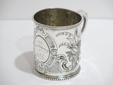 3 in - Coin Silver Antique English Sheffield 1892 Fruit Decorated Baby Cup