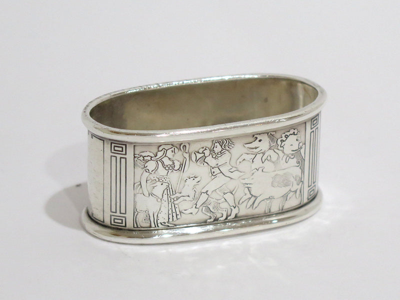 2.5 in Sterling Silver Kerr & Co. Antique Fairy Tale Characters Baby Napkin Ring