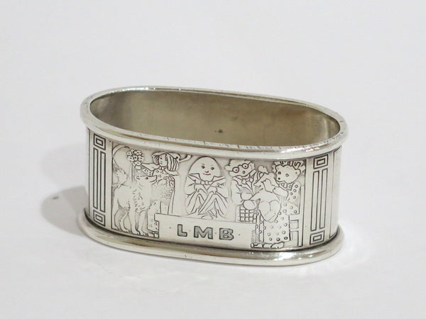 2.5 in Sterling Silver Kerr & Co. Antique Fairy Tale Characters Baby Napkin Ring