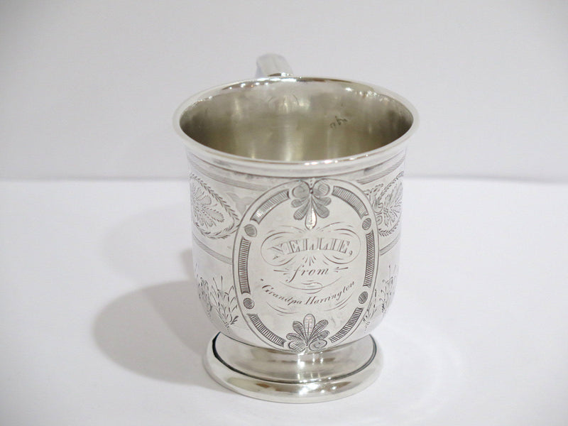 3 3/8 in - Sterling Silver Antique French Floral Baby Cup