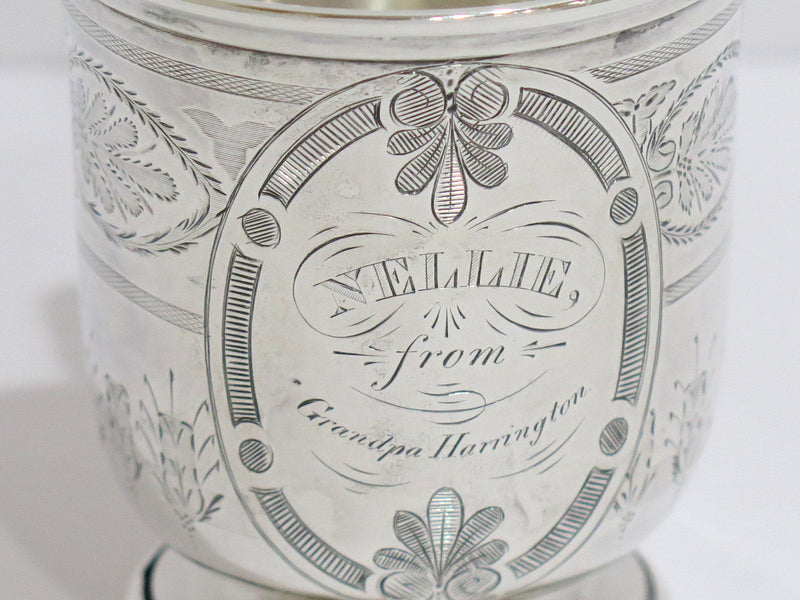 3 3/8 in - Sterling Silver Antique French Floral Baby Cup