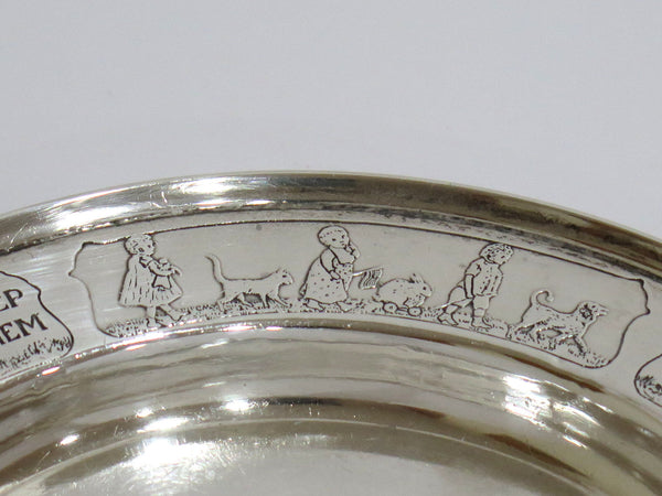 6.25 in - Sterling Silver Wilcox & Wagoner Antique Nursery Rhymes Baby Plate