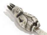 6 1/8 in - European Silver Antique Continental Rabbit Rattle Baby Spoon