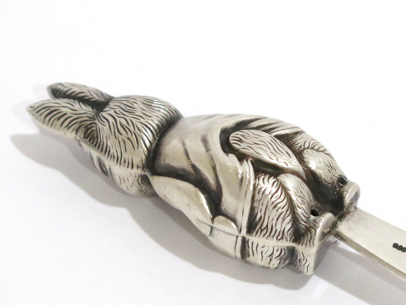 6 1/8 in - European Silver Antique Continental Rabbit Rattle Baby Spoon