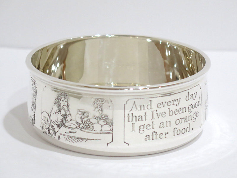 4 3/8 in Sterling Silver William B. Kerr & Co. Antique Poetic Sayings Baby Bowl