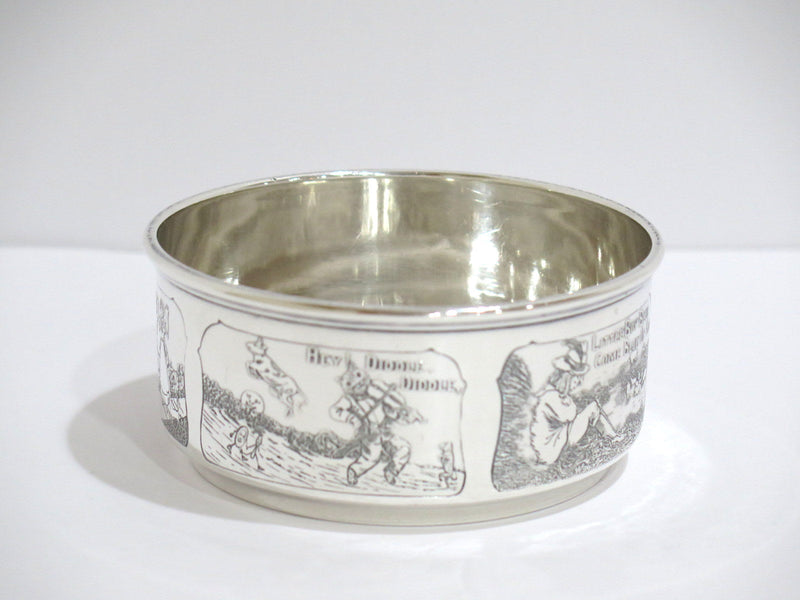 4.5 in - Sterling Silver Wilcox & Wagoner Antique Nursery Rhymes Baby Bowl