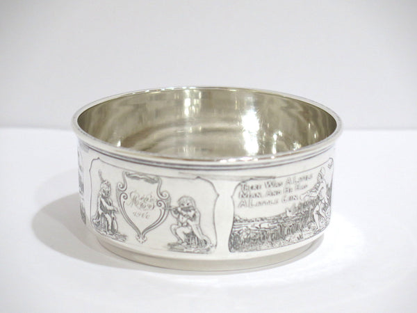 4.5 in - Sterling Silver Wilcox & Wagoner Antique Nursery Rhymes Baby Bowl