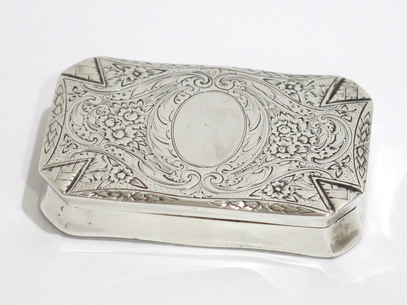 3 in - Sterling Silver Antique Dutch Floral Snuff Box