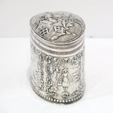 3.5 in - 835 Silver Antique Dutch Windmill Heart-Shaped Tea Caddy