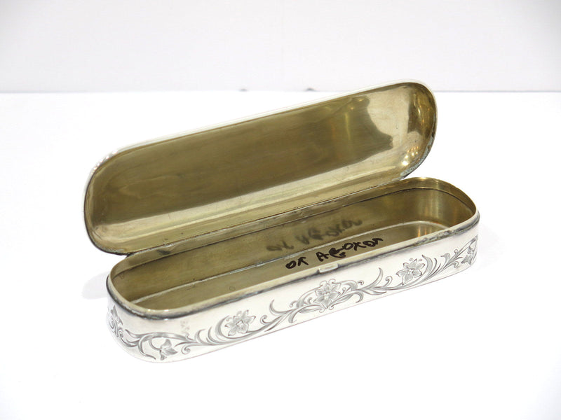 6 1/8 in - Sterling Silver Gilt Interior Gorham Antique Floral Box