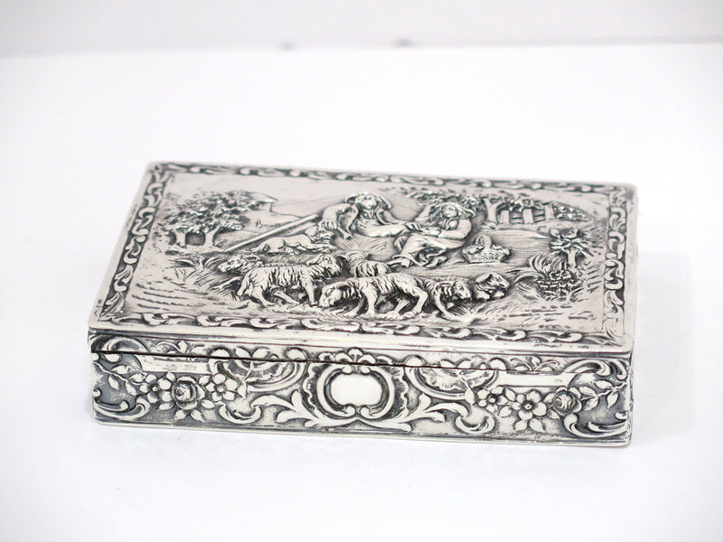 4 5/8 in - European Silver Gilt Interior Antique Continental Shepherd Box