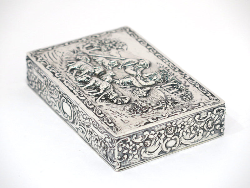 4 5/8 in - European Silver Gilt Interior Antique Continental Shepherd Box