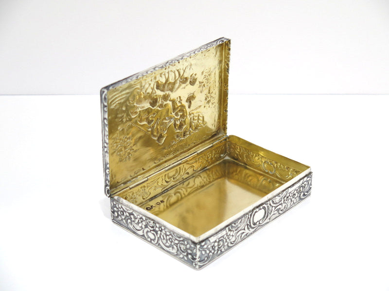 4 5/8 in - European Silver Gilt Interior Antique Continental Shepherd Box