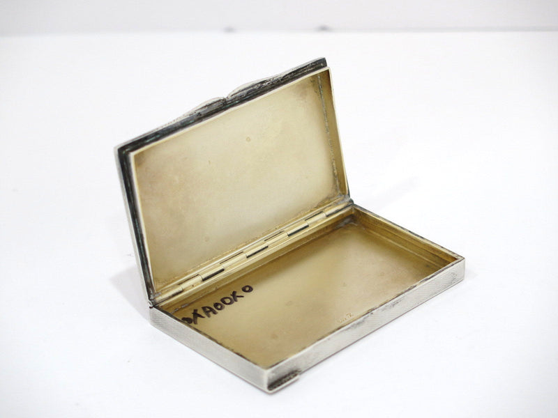 3 1/8 in - 835 Silver Gilt Interior Antique Continental Striped Cigarette Case