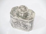 4 1/8 in - European Silver Antique German Hanau Garden Outing Scene Tea Caddy