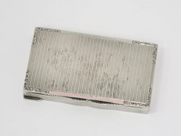 3 1/8 in - 835 Silver Gilt Interior Antique Continental Striped Cigarette Case