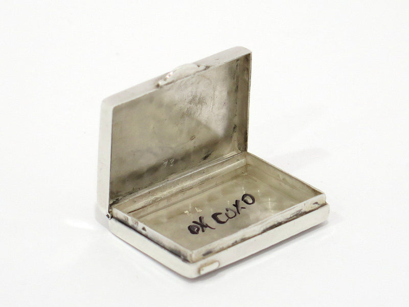 1 3/8 in - 835 Silver Antique Continental Striped Pill Case