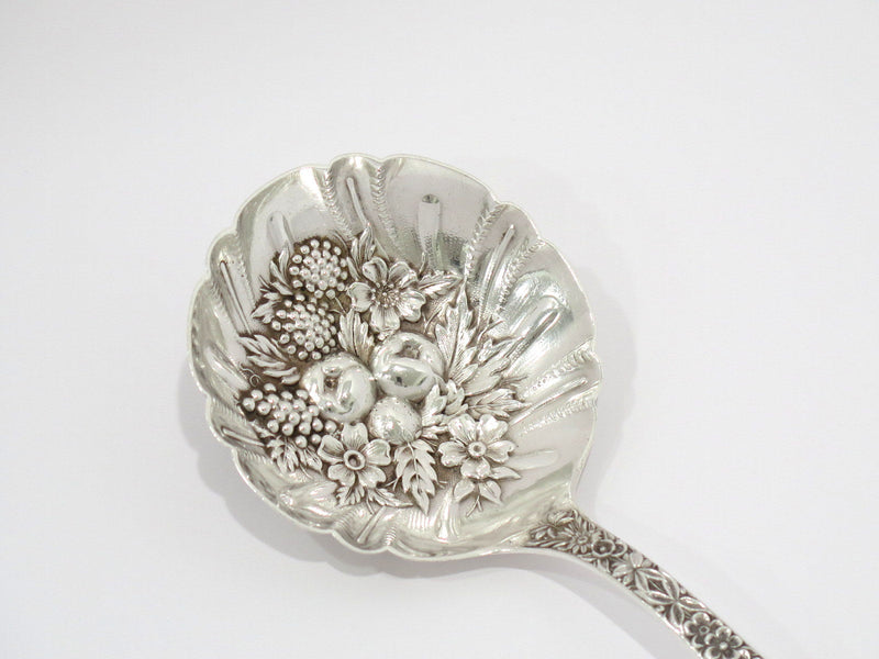 9 1/8 in - Sterling Silver S. Kirk & Son Antique Floral Repousse Serving Spoon