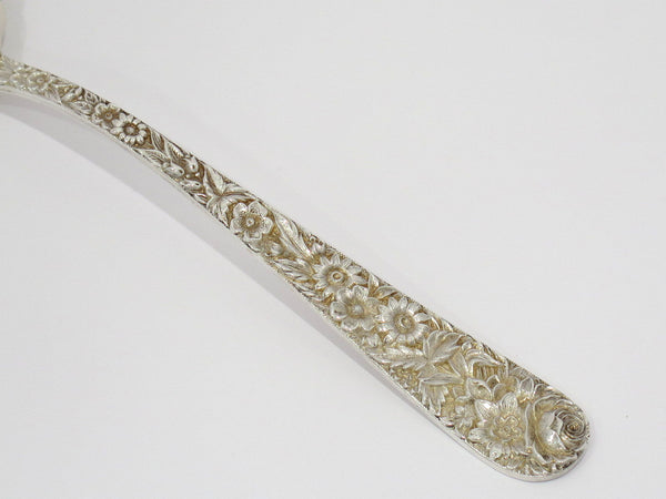 8.25 in - Sterling Silver S. Kirk & Son Antique Floral Repousse Serving Spoon