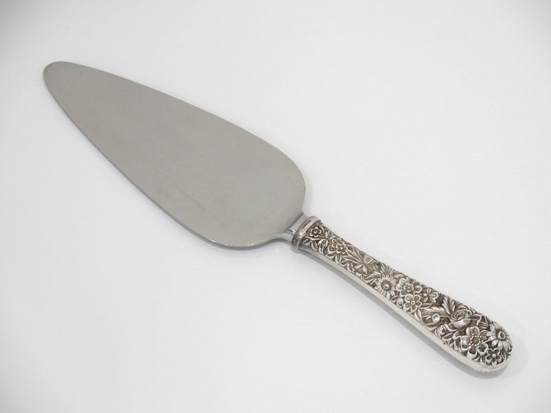 9 7/8" Sterling Silver Steel Blade S. Kirk & Son Antique Floral Repousse Server