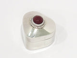 1 1/8 in - Sterling Silver Vintage Mexican Jasper Center Heart Pill Case