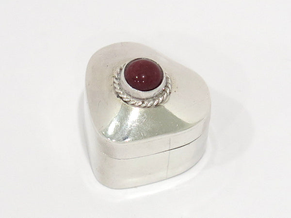 1 1/8 in - Sterling Silver Vintage Mexican Jasper Center Heart Pill Case