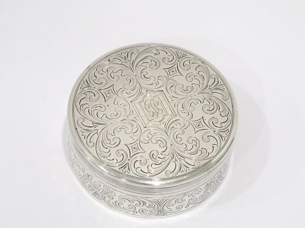 2 7/8 in - Sterling Silver Gilt Interior Tiffany & Co. Antique Floral Round Jar